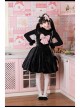 Cat Fluffy Series JSK Short Black Smooth Plush Girlish A-shaped Sweet Bud Bowknot Lolita Sling Dress