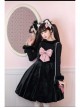 Cat Fluffy Series JSK Short Black Smooth Plush Girlish A-shaped Sweet Bud Bowknot Lolita Sling Dress