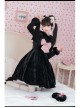 Cat Fluffy Series JSK Short Black Smooth Plush Girlish A-shaped Sweet Bud Bowknot Lolita Sling Dress