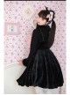 Cat Fluffy Series JSK Short Black Smooth Plush Girlish A-shaped Sweet Bud Bowknot Lolita Sling Dress