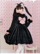 Cat Fluffy Series JSK Short Black Smooth Plush Girlish A-shaped Sweet Bud Bowknot Lolita Sling Dress