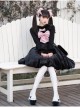 Cat Fluffy Series JSK Short Black Smooth Plush Girlish A-shaped Sweet Bud Bowknot Lolita Sling Dress