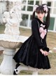 Cat Fluffy Series JSK Short Black Smooth Plush Girlish A-shaped Sweet Bud Bowknot Lolita Sling Dress