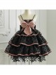 Sweet Cat Series JSK Short Black Pink Sexy Polka Dot Three-segment Hem Pendant Lace Bow Sweet Lolita Sling Dress