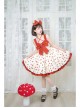 Hi My Sweetheart Series JSK Summer White Short Three-segment Hem Red Love ​Lace Bow Decoration Sweet Lolita Sleeveless Dress