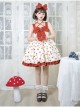 Hi My Sweetheart Series JSK Summer White Short Three-segment Hem Red Love ​Lace Bow Decoration Sweet Lolita Sleeveless Dress