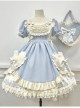 Pearl Puffs Series OP Spring Short High Waist A-shaped Lovely Puff Sleeves Bowknot Ruffles Sweet Lolita Dress