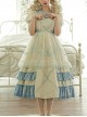 Crystal Shoes' Promise Series OP Spring Long Sweet Temperament Blue-white Lace Ruffles Doll Collar Short Sleeve Classic Lolita Dress