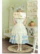 Crystal Shoes' Promise Series OP Spring Long Sweet Temperament Blue-white Lace Ruffles Doll Collar Short Sleeve Classic Lolita Dress