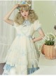 Crystal Shoes' Promise Series OP Spring Long Sweet Temperament Blue-white Lace Ruffles Doll Collar Short Sleeve Classic Lolita Dress