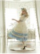 Crystal Shoes' Promise Series OP Spring Long Sweet Temperament Blue-white Lace Ruffles Doll Collar Short Sleeve Classic Lolita Dress