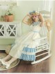 Crystal Shoes' Promise Series OP Spring Long Sweet Temperament Blue-white Lace Ruffles Doll Collar Short Sleeve Classic Lolita Dress