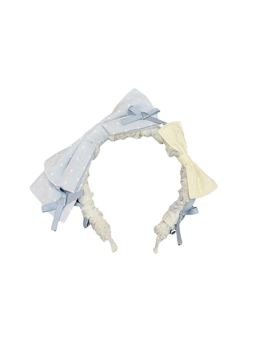 Crystal Shoes' Promise Series KC Temperament Blue White Double Bows Sweet Lolita Headband