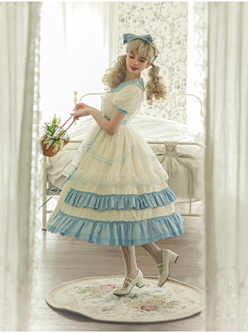 Crystal Shoes' Promise Series KC Temperament Blue White Double Bows Sweet Lolita Headband