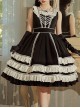 Heartbeat Direction Series JSK Summer Black A-shape Mid-length High Waist Style Flying Sleeves Lace Bow Classic Lolita Sling Dress