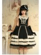 Heartbeat Direction Series JSK Summer Black A-shape Mid-length High Waist Style Flying Sleeves Lace Bow Classic Lolita Sling Dress