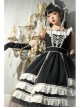 Heartbeat Direction Series JSK Summer Black A-shape Mid-length High Waist Style Flying Sleeves Lace Bow Classic Lolita Sling Dress