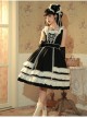 Heartbeat Direction Series JSK Summer Black A-shape Mid-length High Waist Style Flying Sleeves Lace Bow Classic Lolita Sling Dress