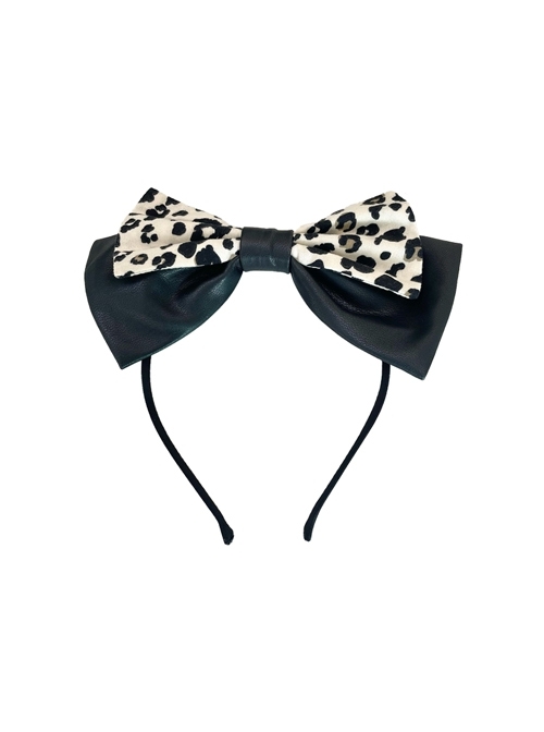 Little Leopard Series KC Black Bowknot Leopard Print Punk Lolita Headband