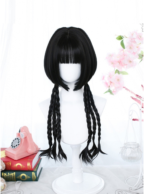 Go Series Black Long Curly Jellyfish Head Bangs Wig Classic Lolita Wigs
