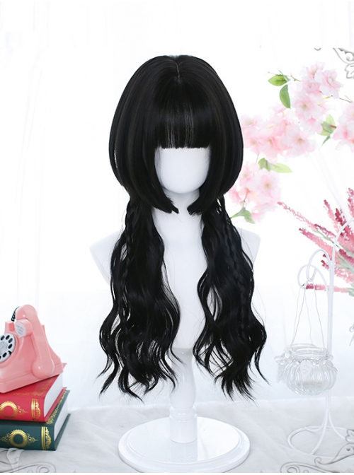 Go Series Black Long Curly Jellyfish Head Bangs Wig Classic Lolita Wigs