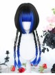 Butterfly Wings Series Blue-Black Long Straight Two Color Gradient Jellyfish Head Wig Classic Lolita Wigs