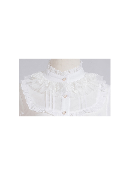 Solar Erosion Lunar Erosion Series Autumn Pure All-match Chiffon Stand Collar Ruffles Lace Puff Long Sleeve Classic Lolita Shirt