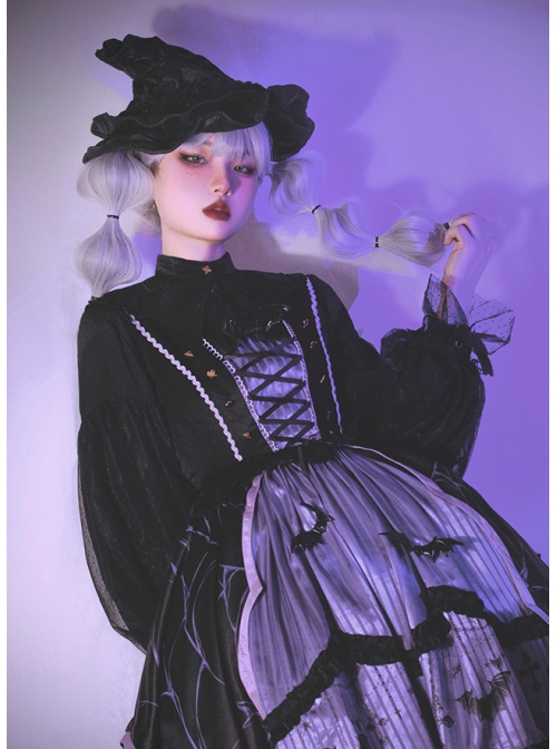 Solar Erosion Lunar Erosion Series Autumn Pure All-match Chiffon Stand Collar Ruffles Lace Puff Long Sleeve Classic Lolita Shirt