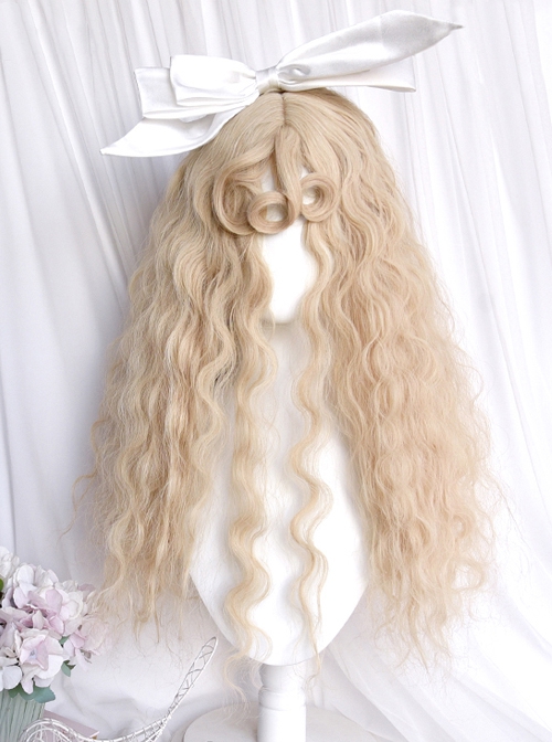 Rose Garden Series Retro Fluffy Curly Lovely Wool Roll Golden Long Hair Sweet Lolita Wigs