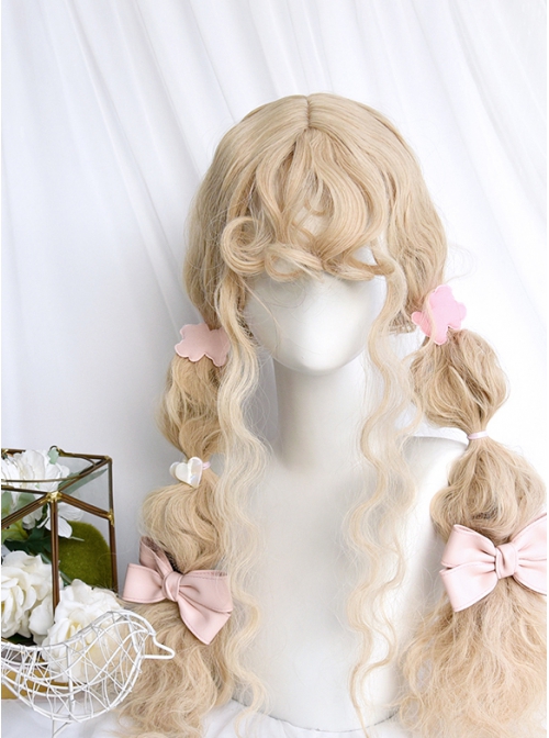 Rose Garden Series Retro Fluffy Curly Lovely Wool Roll Golden Long Hair Sweet Lolita Wigs