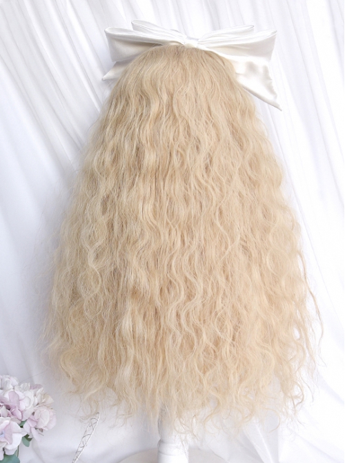 Rose Garden Series Retro Fluffy Curly Lovely Wool Roll Golden Long Hair Sweet Lolita Wigs