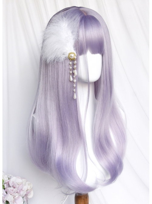 Taro Paste Bobo Series Taro-purple Air Bangs Slightly Curly Long Wig Sweet Lolita Wigs