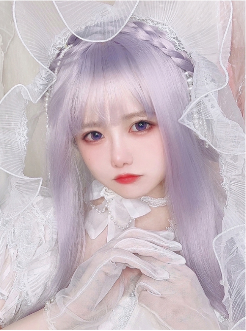 Taro Paste Bobo Series Taro-purple Air Bangs Slightly Curly Long Wig Sweet Lolita Wigs