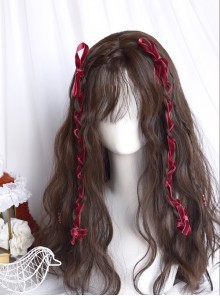 Mianmian Series Medium Length Dark Brown Wool Roll Bangs Natural Curly Wig Sweet Lolita Wigs