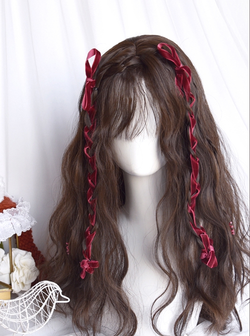 Mianmian Series Medium Length Dark Brown Wool Roll Bangs Natural Curly Wig Sweet Lolita Wigs