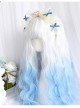 Milk Blue Series Fairy Story Style White-blue Gradient Cute Wool Roll Long Wig Classic Lolita Wigs