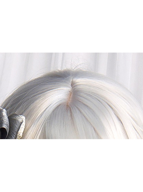 Mermaid Tears Series Silver White Natural Slightly Curly Hime Cut Gentle Temperament Long Straight Wig Classic Lolita Wigs