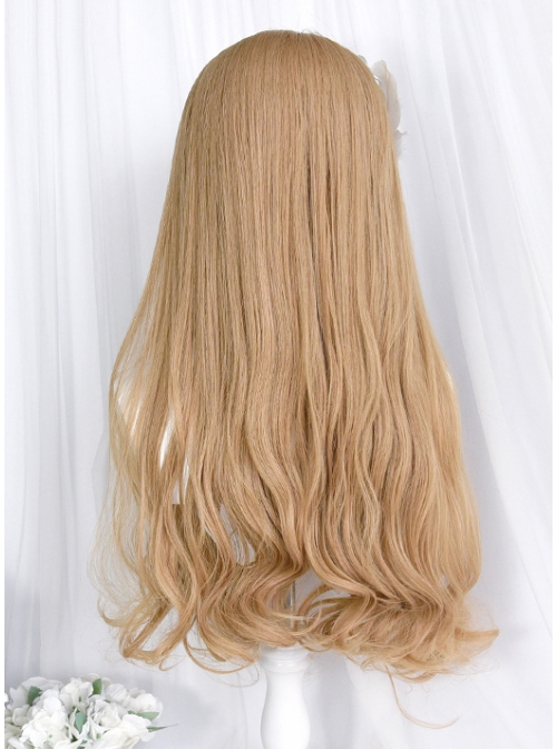 Sunset Series Gentle Retro Linen Golden Brown Temperament Long Curly Wig Sweet Lolita Wigs