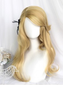 Snake College Series Sand Gold 46 Points Bangs Elegant Retro Long Curly Wig Harry Cassandra COS Classic Lolita Wigs