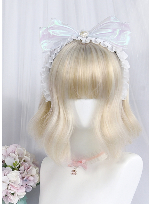 Little Lily Series Beige Short Straight Bang Fluffy Lovely Small Fresh Natural Slightly Curly Wig Sweet Lolita Wigs