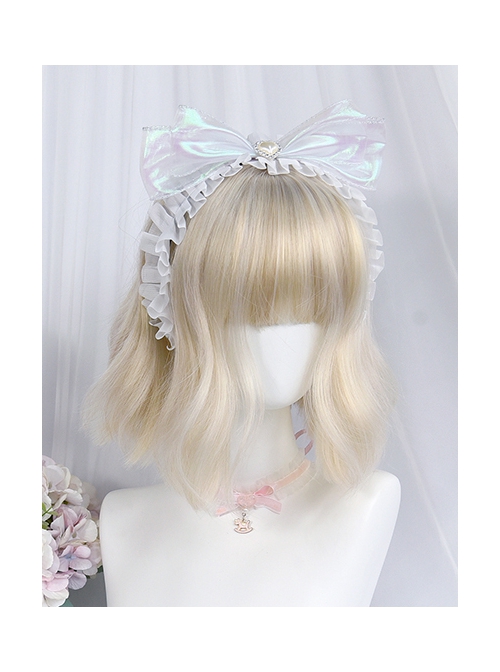 Little Lily Series Beige Short Straight Bang Fluffy Lovely Small Fresh Natural Slightly Curly Wig Sweet Lolita Wigs