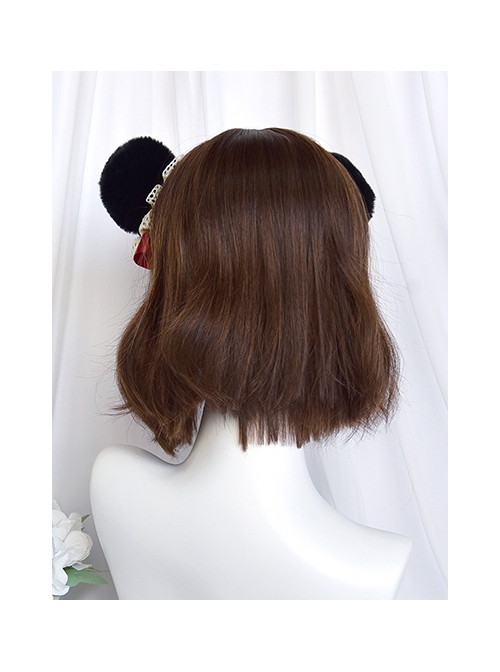 Little Lily Series Beige Short Straight Bang Fluffy Lovely Small Fresh Natural Slightly Curly Wig Sweet Lolita Wigs