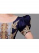 Golden Embroidery Short Sleeves Elegant Blue Long European Style Retro Court Prom Lolita Dress