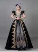 Golden Embroidery Short Sleeve Noble Black Long European Style Retro Court Prom Lolita Dress