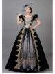 Golden Embroidery Short Sleeve Noble Black Long European Style Retro Court Prom Lolita Dress