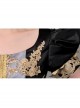 Golden Embroidery Short Sleeve Noble Black Long European Style Retro Court Prom Lolita Dress