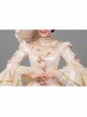 Retro Elegant Long Beige Lace Long Sleeve With Decorative Flowers Prom Lolita Dress