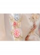 Retro Elegant Long Beige Lace Long Sleeve With Decorative Flowers Prom Lolita Dress