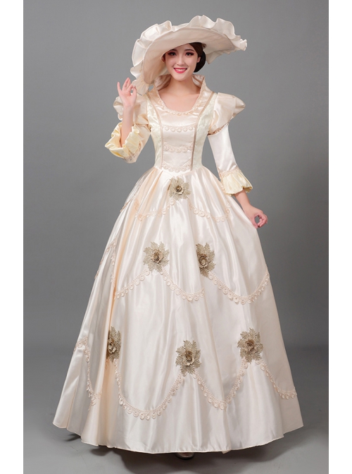 Elegant Retro Long Champagne Juliet COS European Style Royal Aristocratic Princess Court Prom Lolita Dress