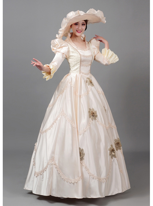 Elegant Retro Long Champagne Juliet COS European Style Royal Aristocratic Princess Court Prom Lolita Dress